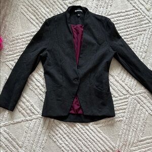 Betabrand gray Blazer with Purple Lining